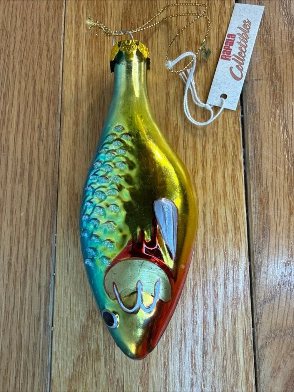 Rapala Collectors Glass Christmas Tree Ornament Fishing Lure Fish 4.75 Inch IOB